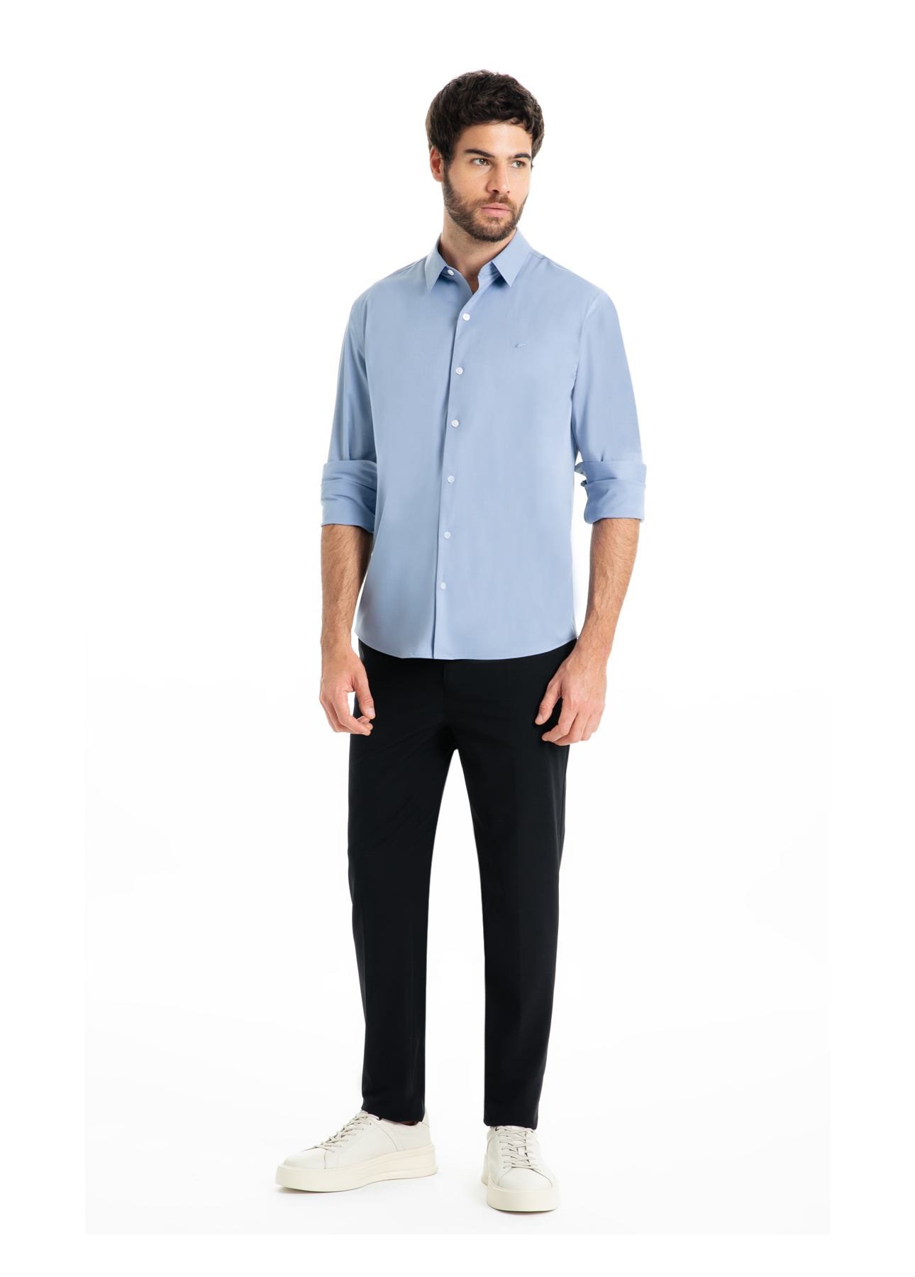 Camisa  Modal Slim Azul Pervante