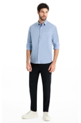 Camisa  Modal Slim Azul Pervante