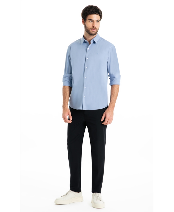 Camisa  Modal Slim Azul Pervante