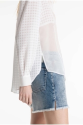 Camisa Musseline Mix Texture Oversized Off White