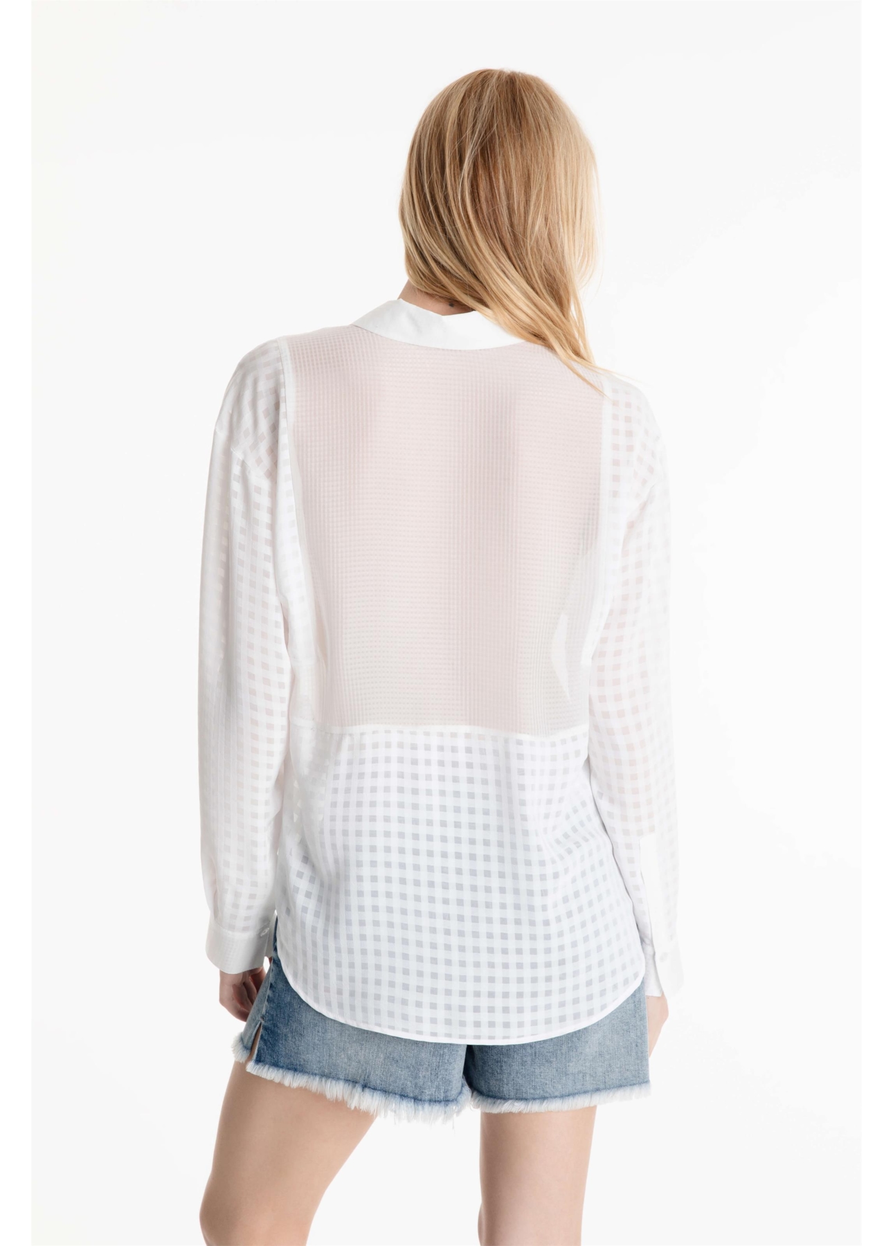Camisa Musseline Mix Texture Oversized Off White