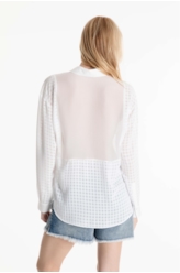 Camisa Musseline Mix Texture Oversized Off White