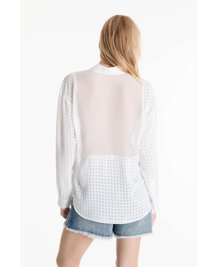 Camisa Musseline Mix Texture Oversized Off White
