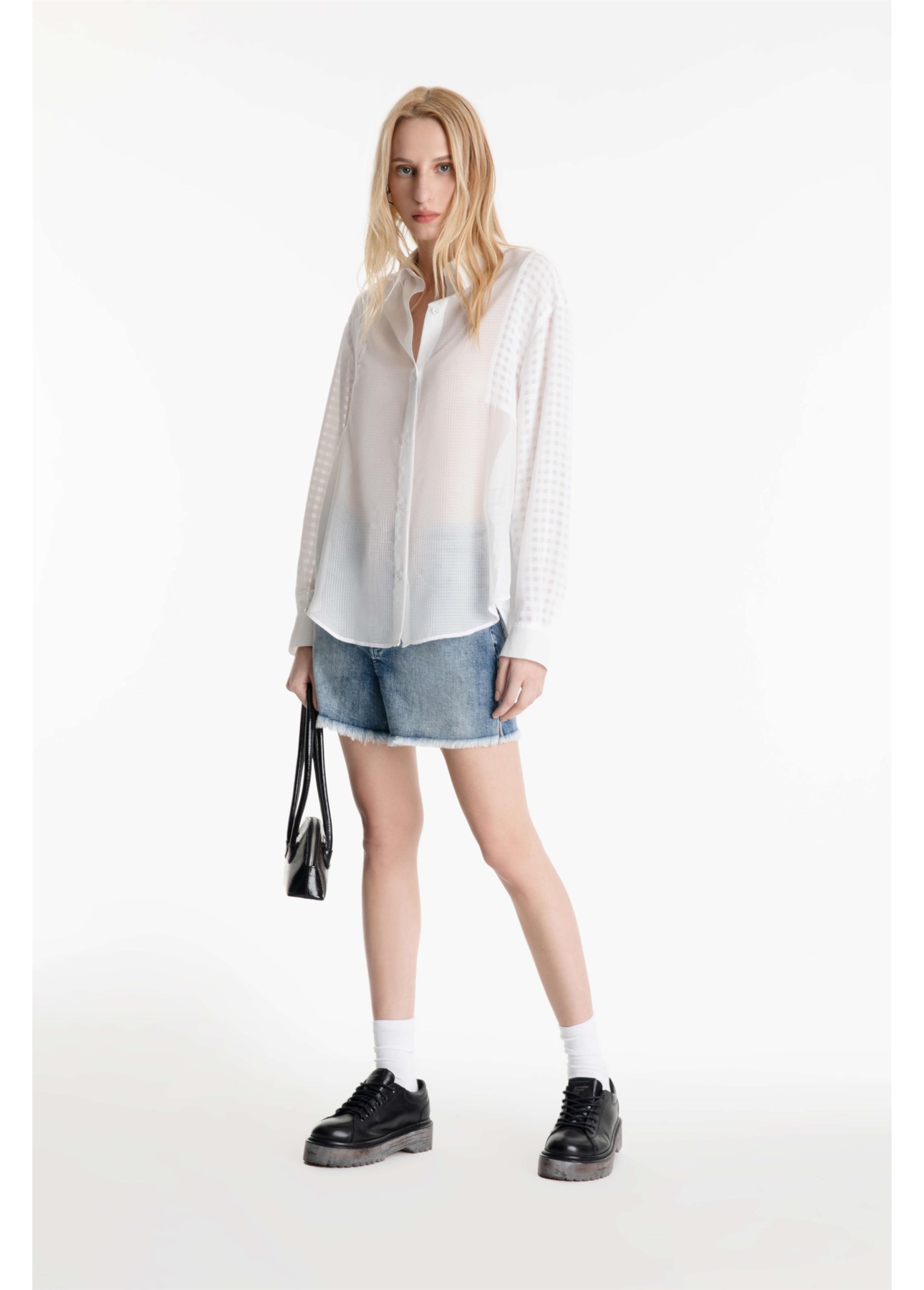 Camisa Musseline Mix Texture Oversized Off White