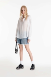 Camisa Musseline Mix Texture Oversized Off White