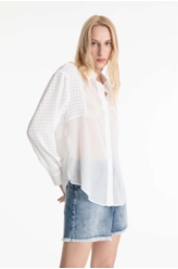 Camisa Musseline Mix Texture Oversized Off White