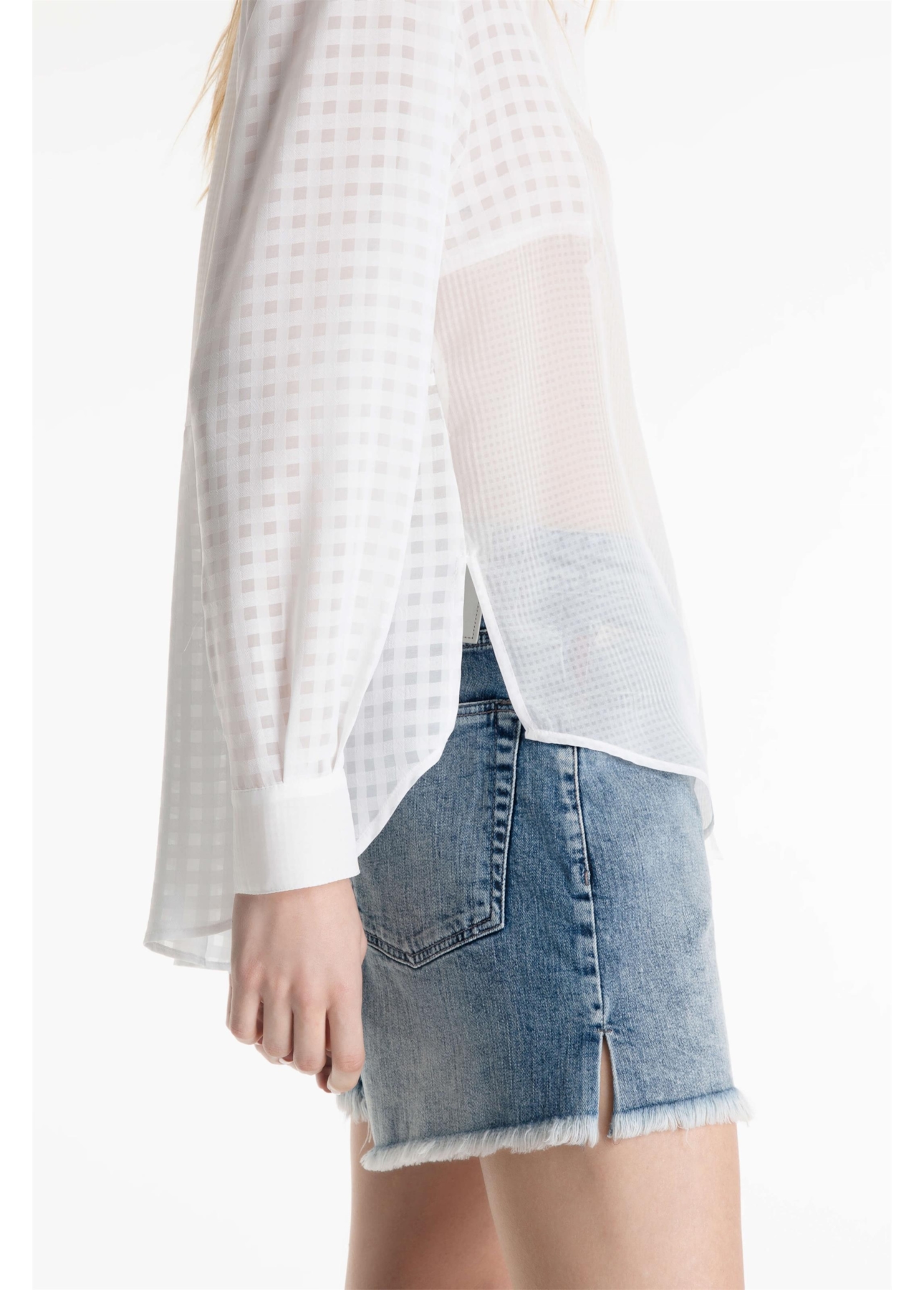 Camisa Musseline Mix Texture Oversized Off White