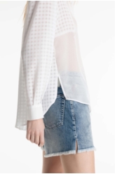 Camisa Musseline Mix Texture Oversized Off White
