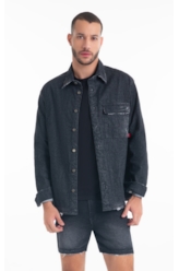 Camisa Ocean Elastic Lav.Black Com Resina