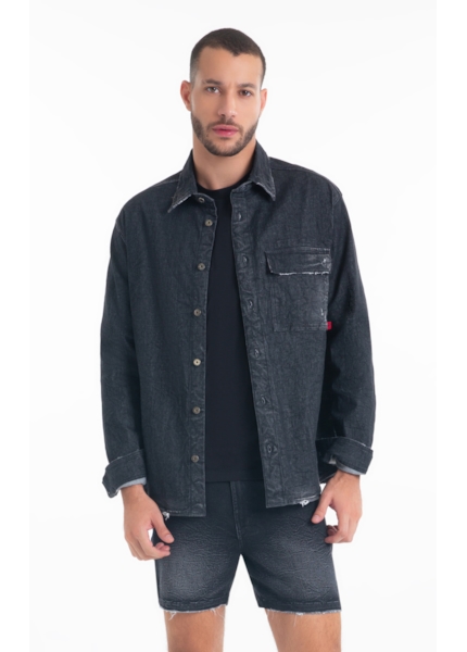 Camisa Ocean Elastic Lav.Black Com Resina