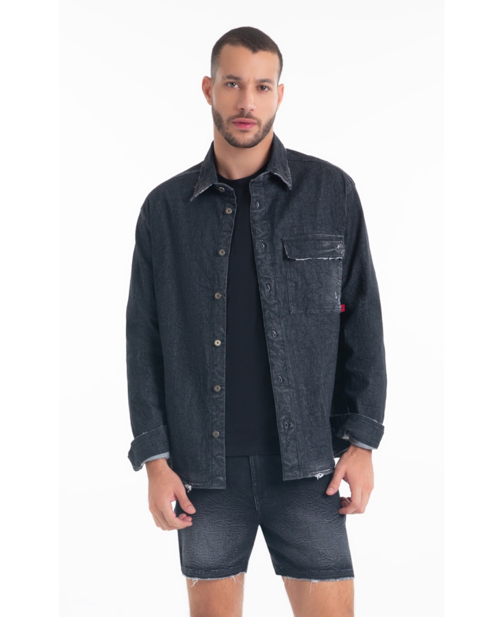 Camisa Ocean Elastic Lav.Black Com Resina