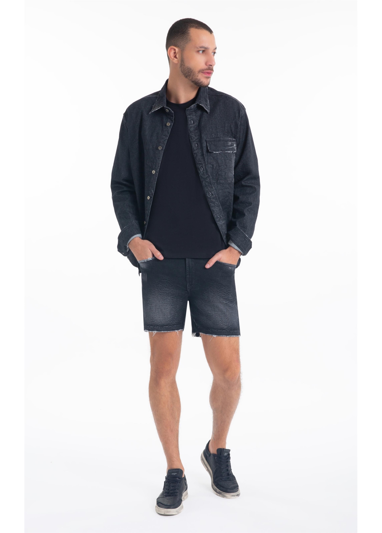 Camisa Ocean Elastic Lav.Black Com Resina