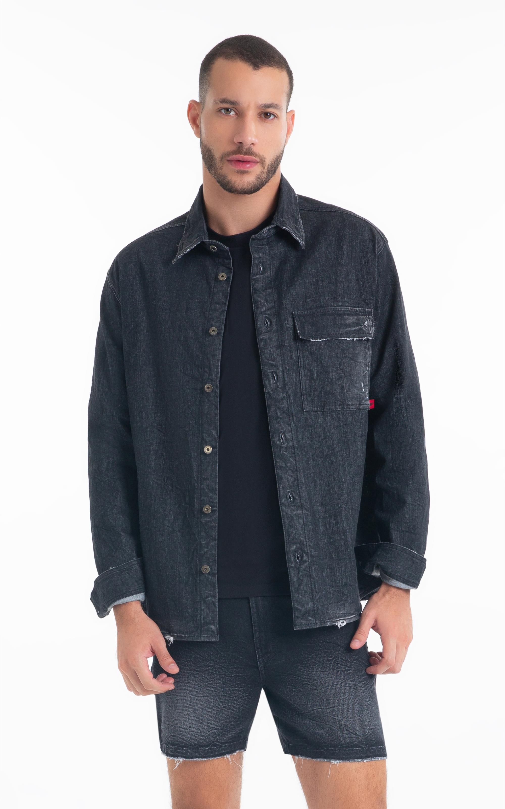 Camisa Ocean Elastic Lav.Black Com Resina