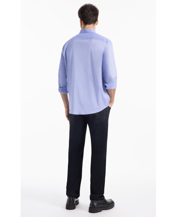 Camisa Oxford Button Down Azul Bic