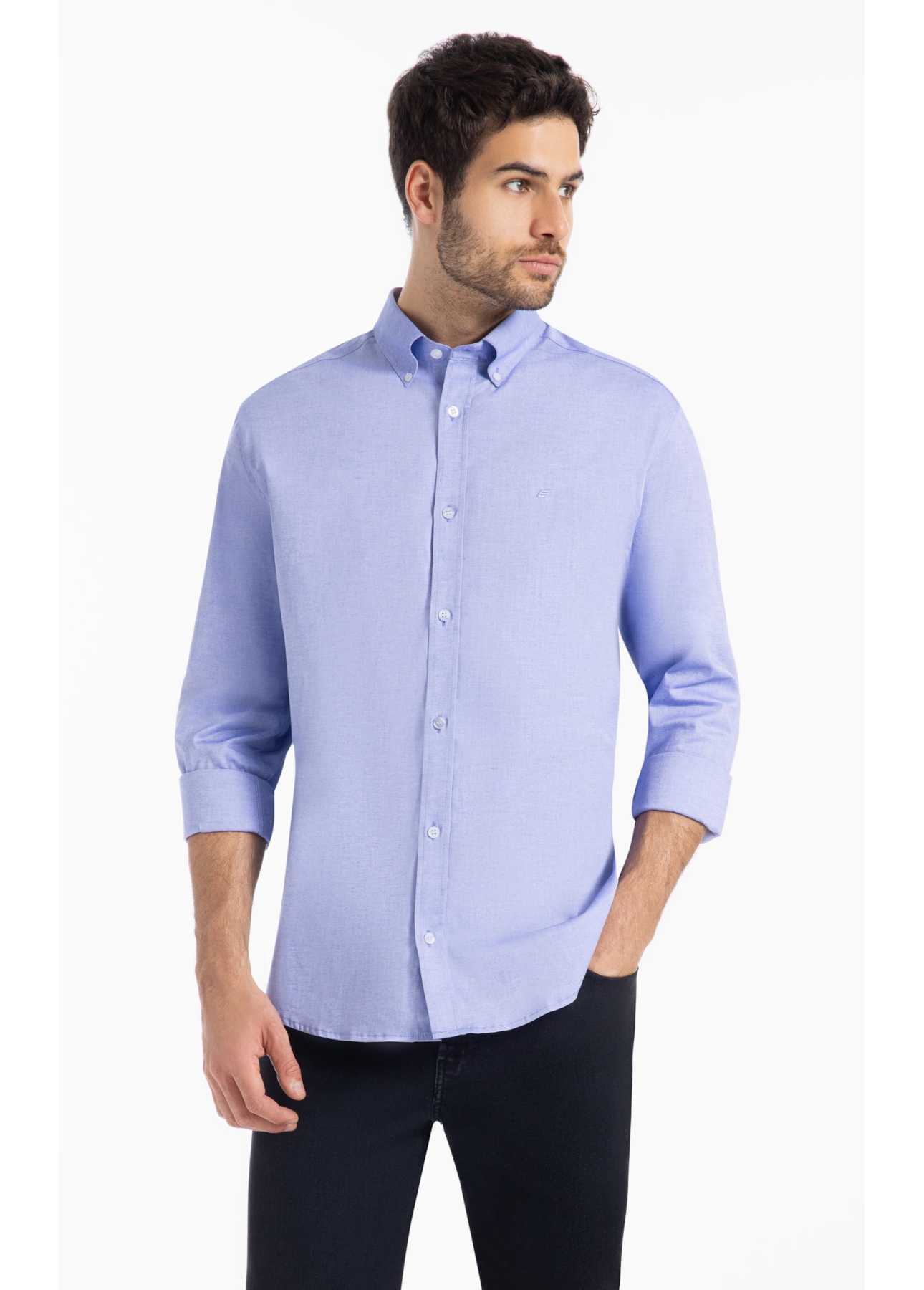 Camisa Oxford Button Down Azul Bic