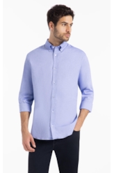 Camisa Oxford Button Down Azul Bic