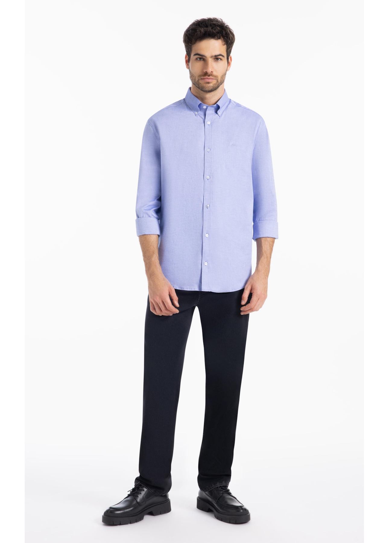 Camisa Oxford Button Down Azul Bic