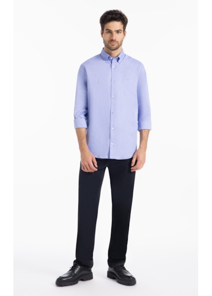 Camisa Oxford Button Down Azul Bic