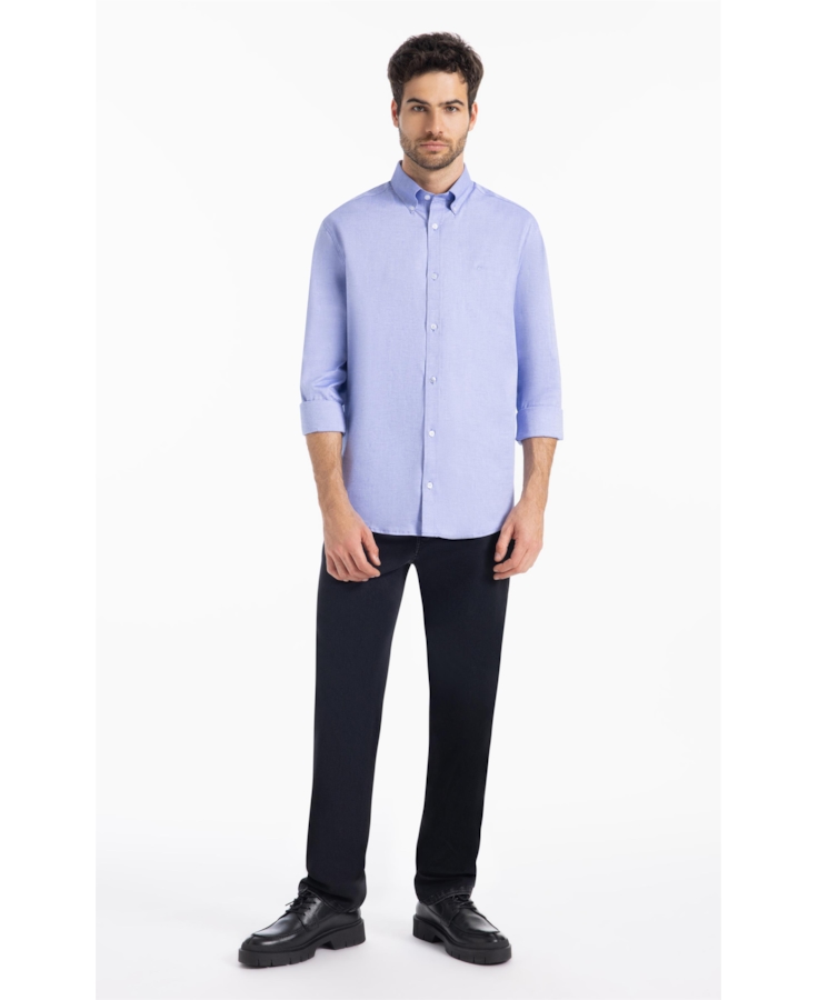 Camisa Oxford Button Down Azul Bic