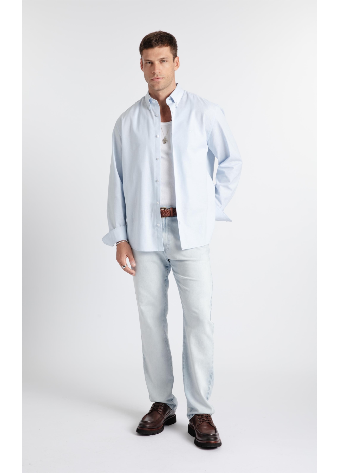 Camisa Oxford Classic Button Down Azul Claro