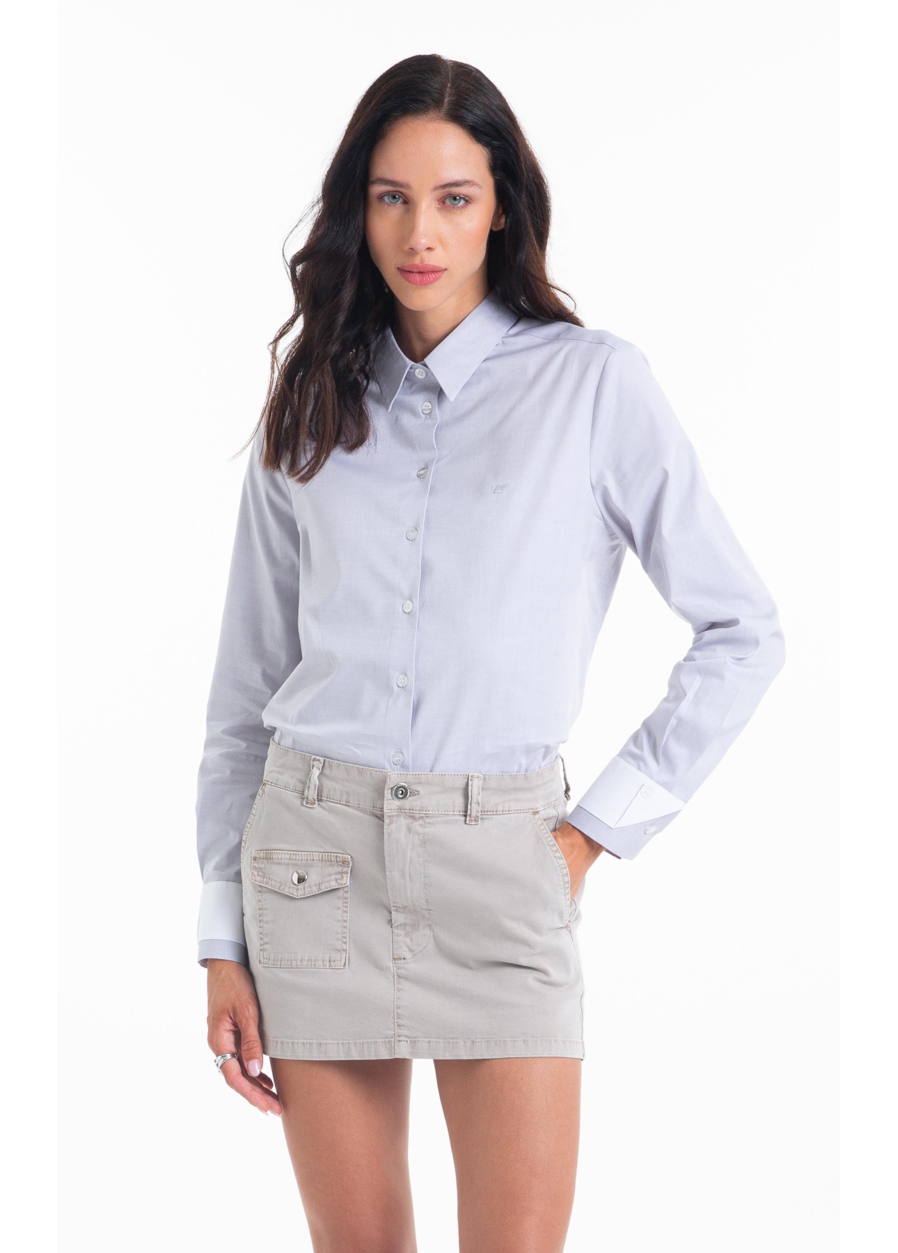 Camisa Oxfordine Classic Xangai Fusioned Cinza Claro