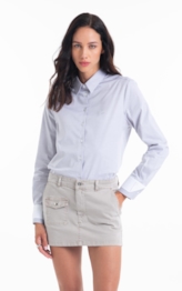 Camisa Oxfordine Classic Xangai Fusioned Cinza Claro