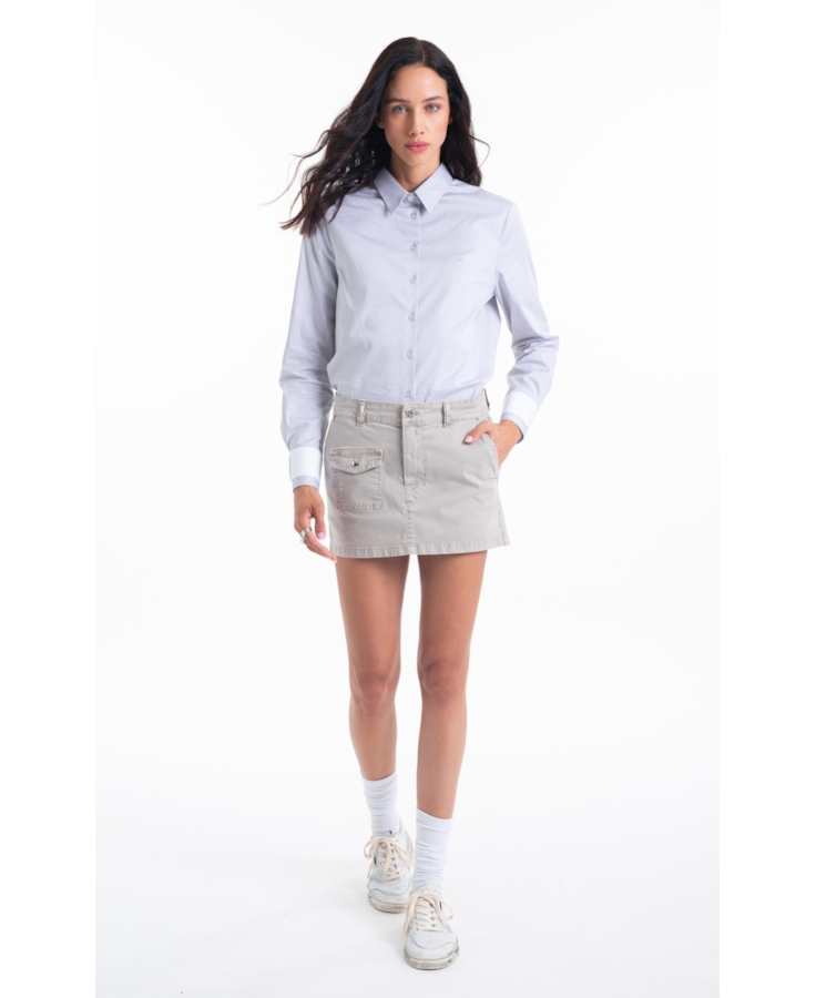 Camisa Oxfordine Classic Xangai Fusioned Cinza Claro