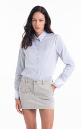 Camisa Oxfordine Classic Xangai Fusioned Cinza Claro