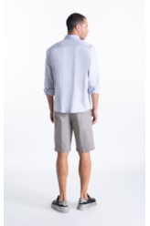 Camisa Oxfordine Slim Button Down Cinza Claro