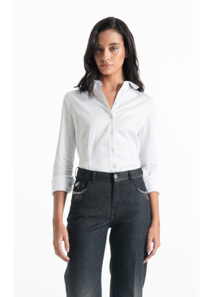 Camisa Satin Ly Slim Xangai Fusioned Branco