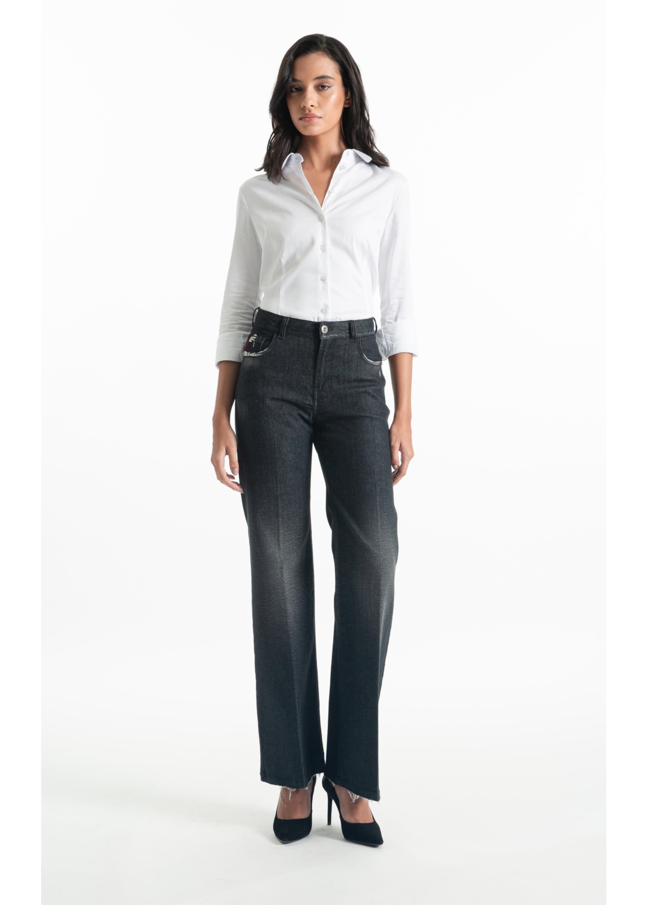 Camisa Satin Ly Slim Xangai Fusioned Branco
