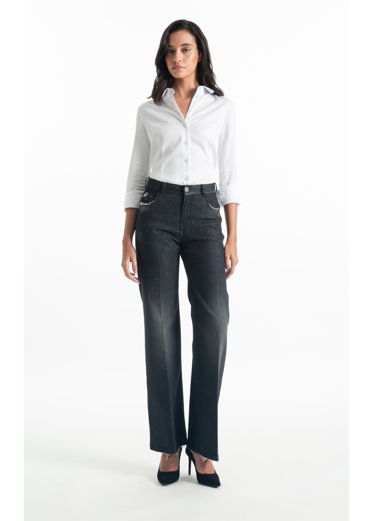 Camisa Satin Ly Slim Xangai Fusioned Branco
