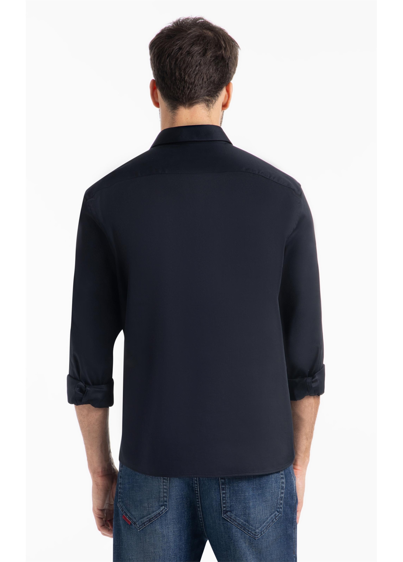 Camisa Satin Slim New Italian Dark Navy