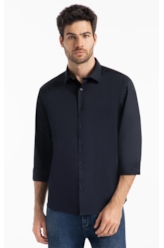 Camisa Satin Slim New Italian Dark Navy
