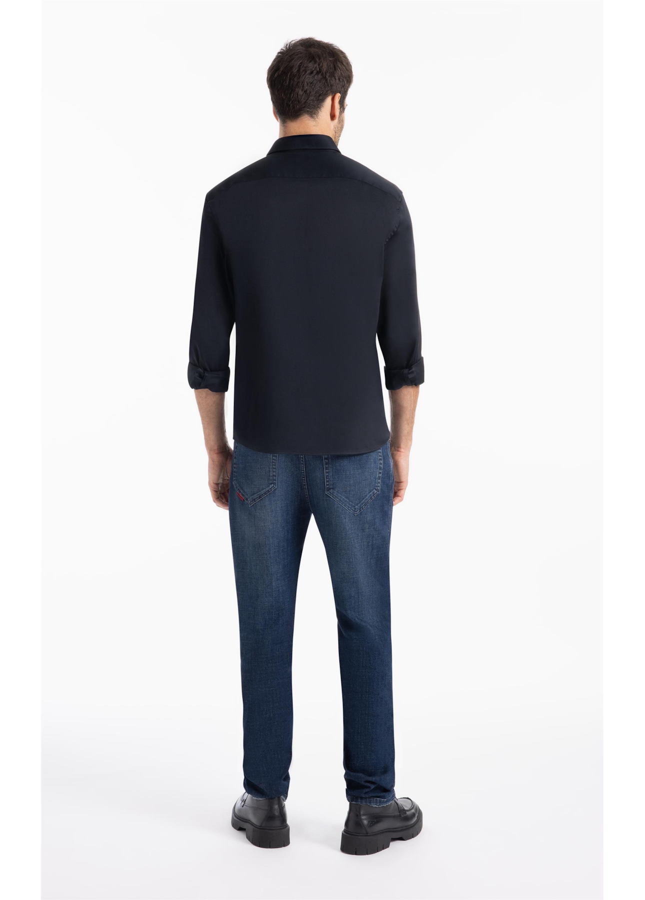 Camisa Satin Slim New Italian Dark Navy