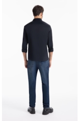 Camisa Satin Slim New Italian Dark Navy
