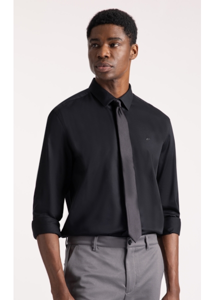 Camisa Satin Slim New Italian Preto