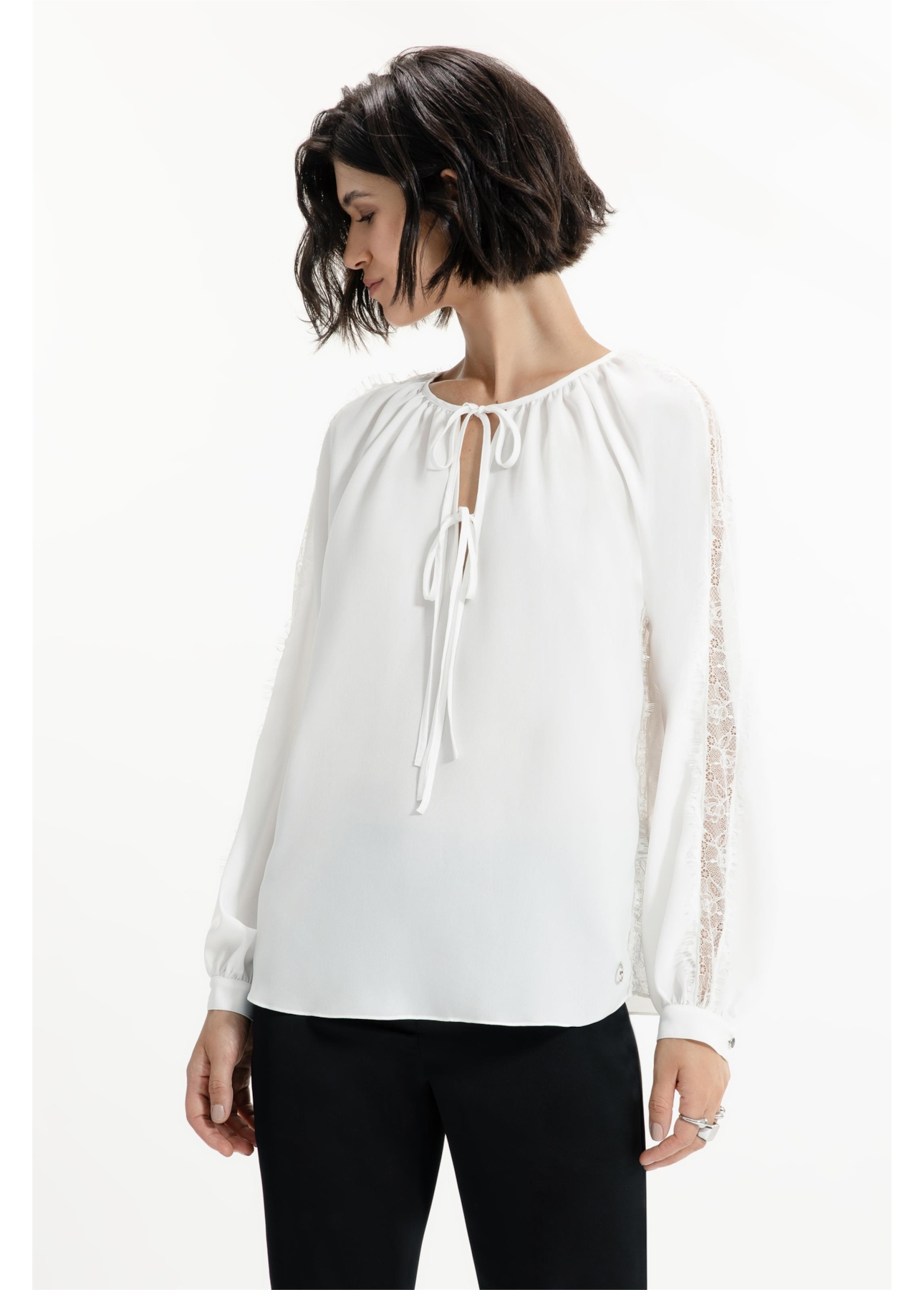 Camisa Segal Bata Lace Off White