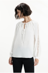 Camisa Segal Bata Lace Off White