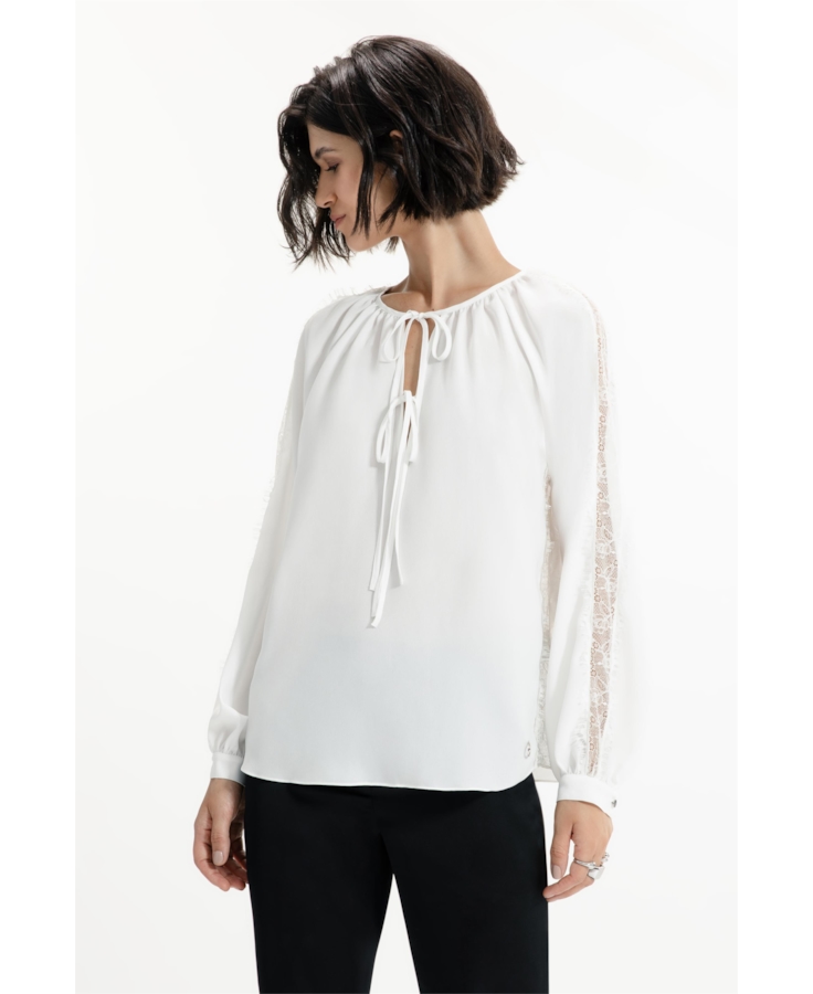 Camisa Segal Bata Lace Off White