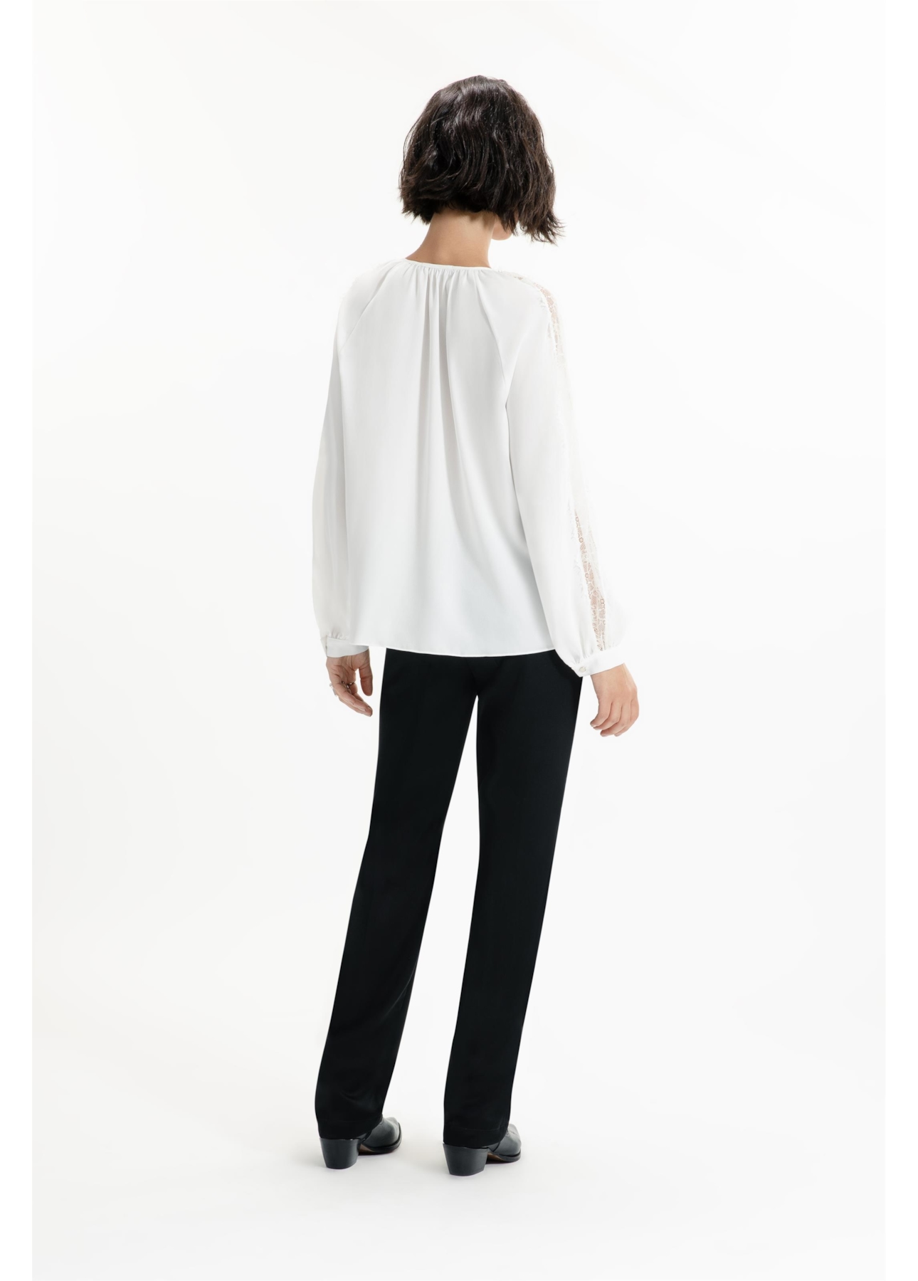 Camisa Segal Bata Lace Off White