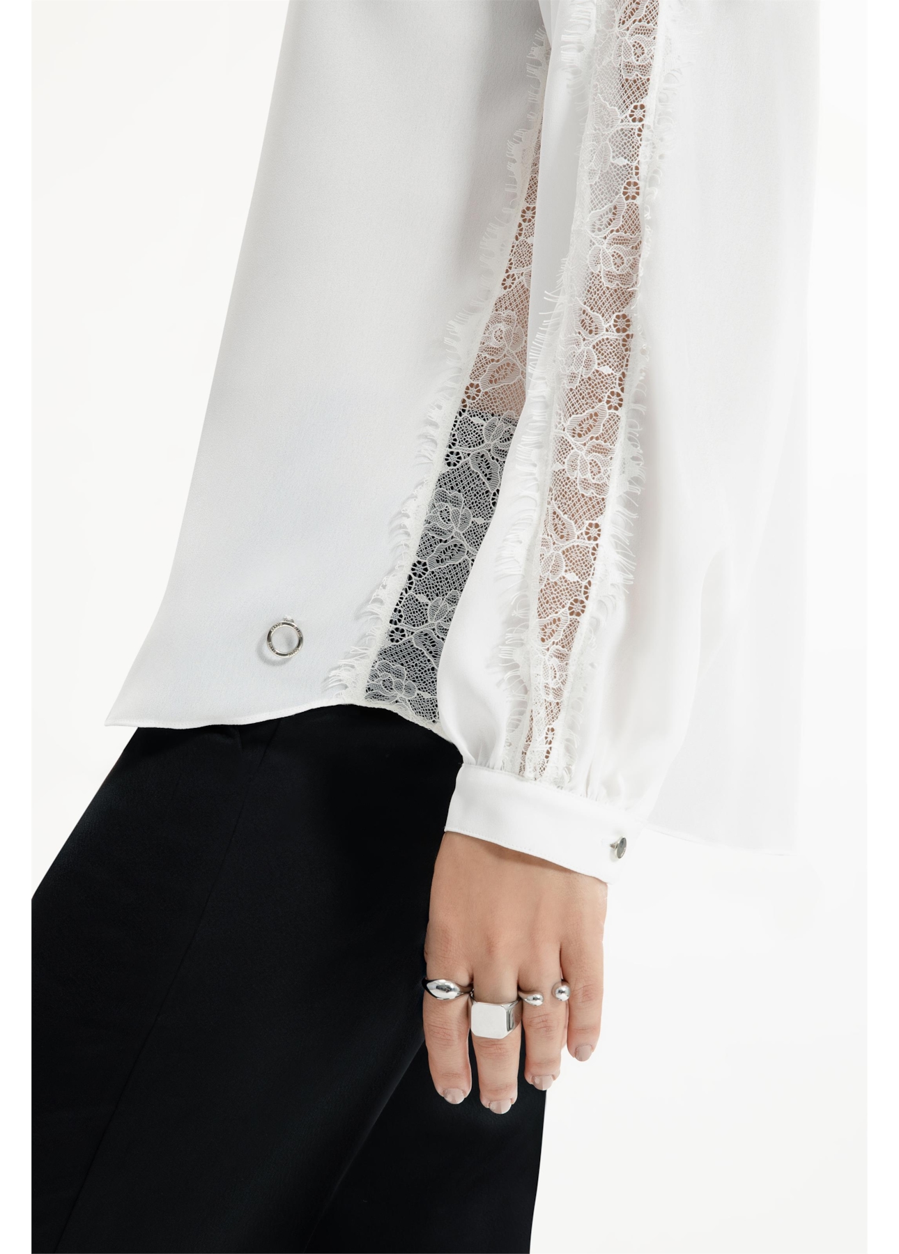 Camisa Segal Bata Lace Off White