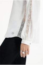 Camisa Segal Bata Lace Off White