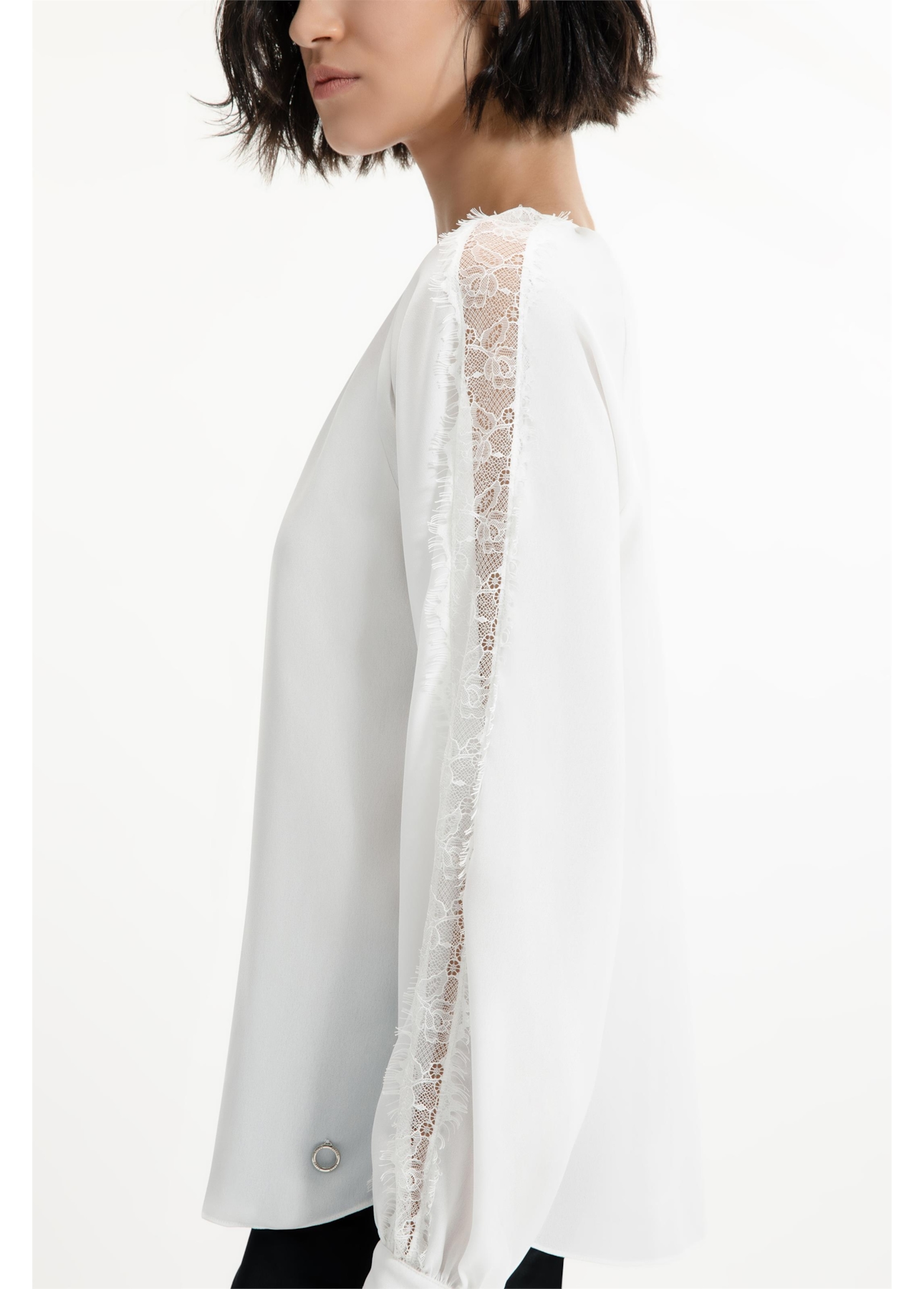 Camisa Segal Bata Lace Off White