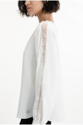 Camisa Segal Bata Lace Off White