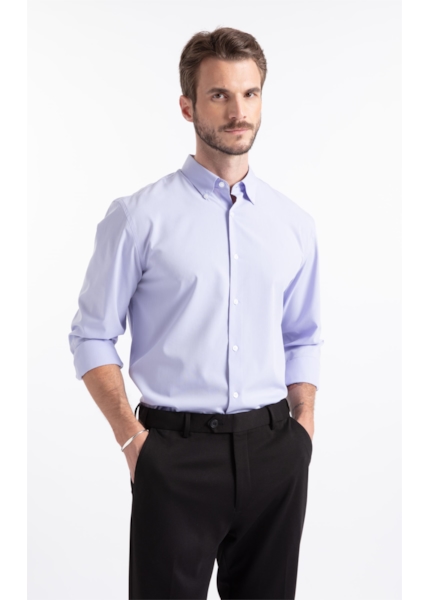 Camisa Slim Button Down Azul Pervante
