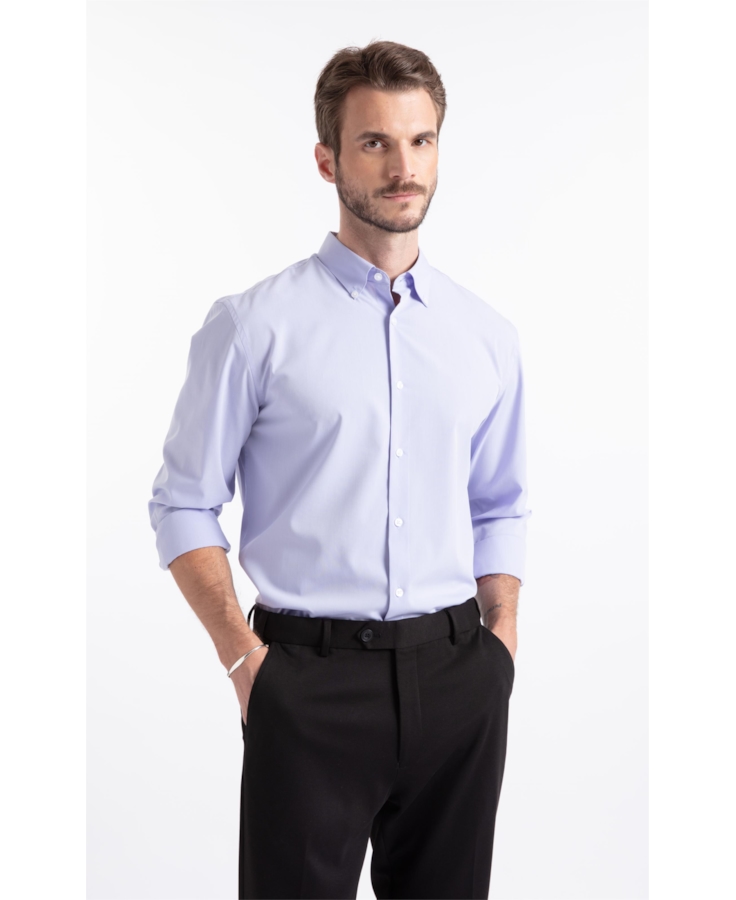 Camisa Slim Button Down Azul Pervante