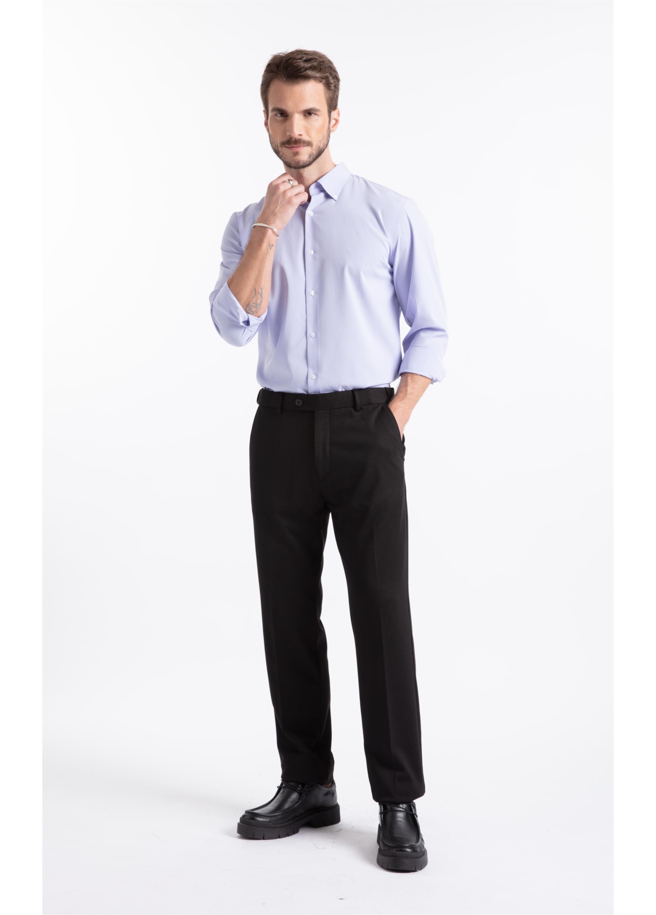 Camisa Slim Button Down Azul Pervante
