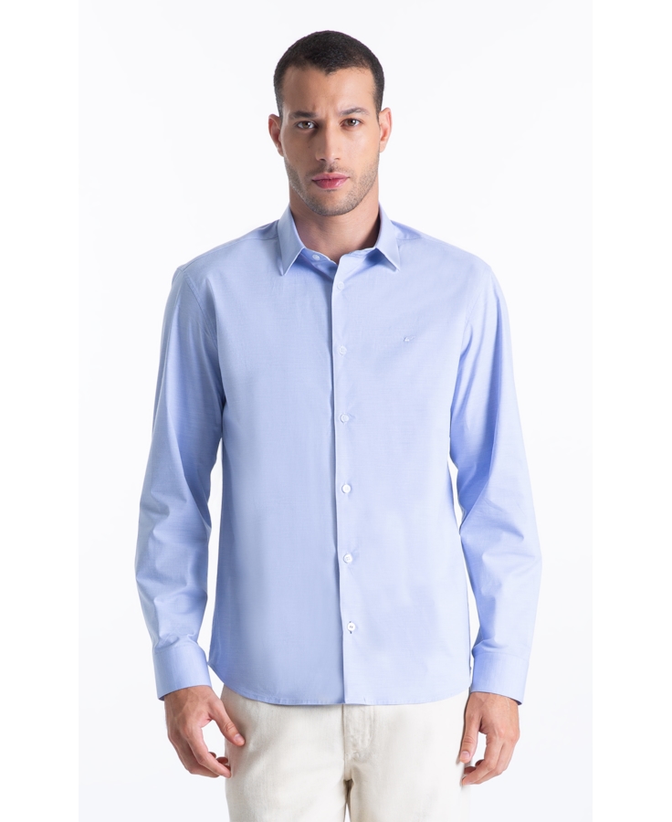 Camisa Slim Xangai Azul Seco