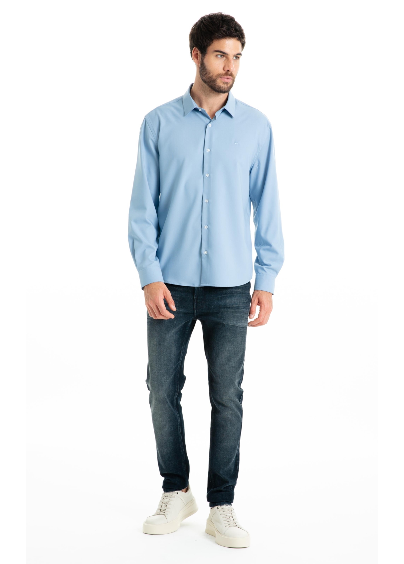 Camisa Tech Bambu Slim Xangai Azul Pervante
